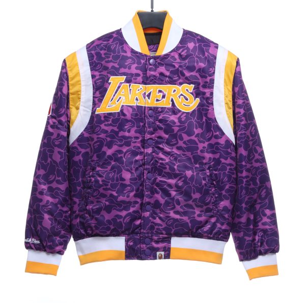 Embroidered camouflage baseball jacket